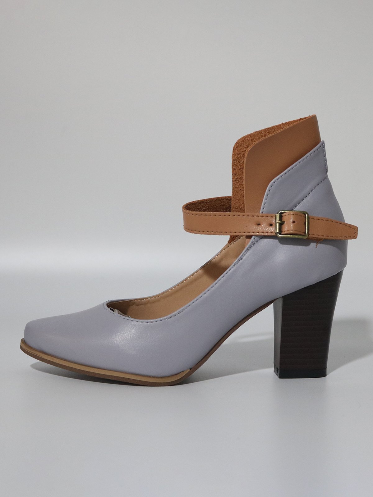 flowersverse Vintage Paneled Leather Mary Jane Block Heels