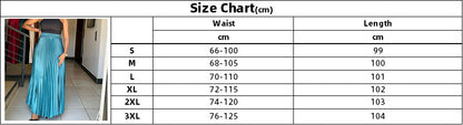 flowersverse Plus Size Women's High Waisted Chic Elegant A-Line Maxi Pleated Skirt