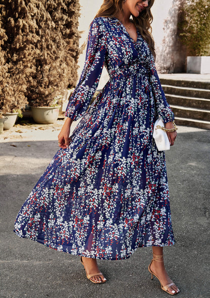 flowersverse Christabel Floral Printed Maxi Dress - Navy