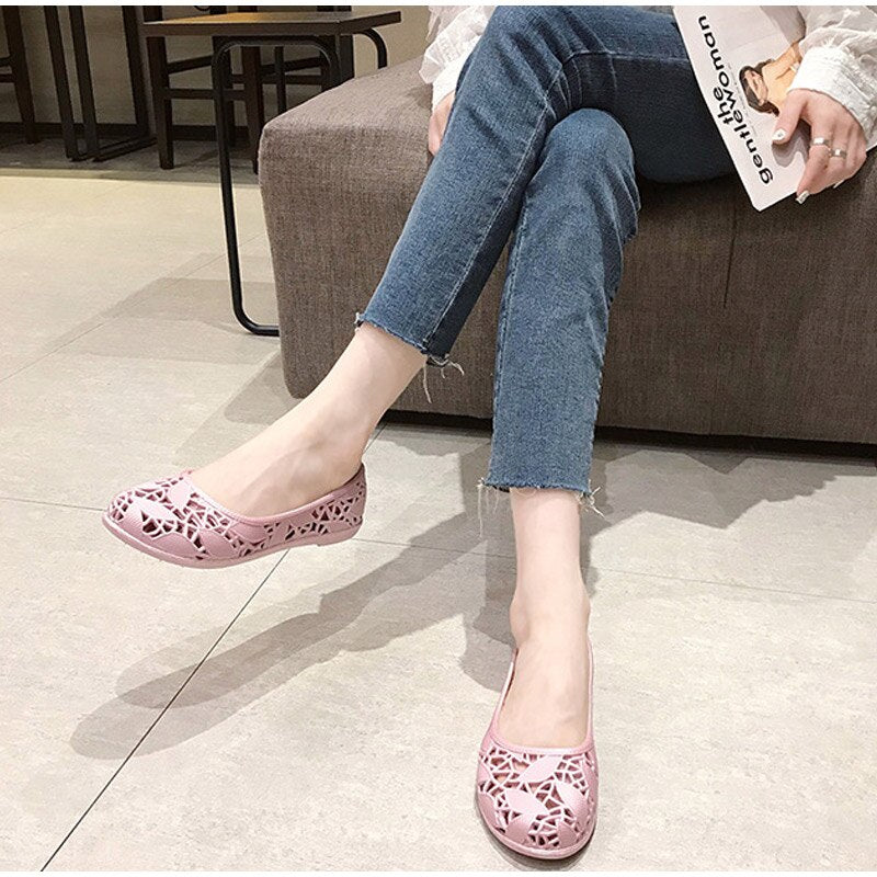 flowersverse Women Hollow Summer Sandals Ladies Cool Breathable Flats Shoes Female Slip On Elegants Light Comfortable Shoes Shoe