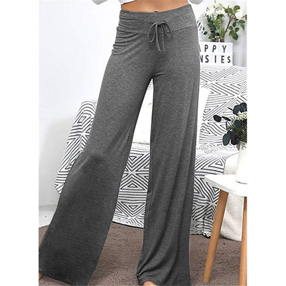 flowersverse Women's Plus Size Loungewear Pants Nighty 1 PCS Pure Color Fashion Simple Comfort Home Daily Vacation Cotton Breathable Long Pant Elastic Waist Basic Spring Summer Black Wine