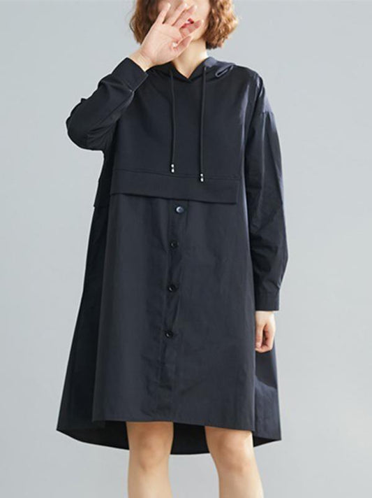 flowersverse Loose Splicing Asymmetrical Hoodie Dress