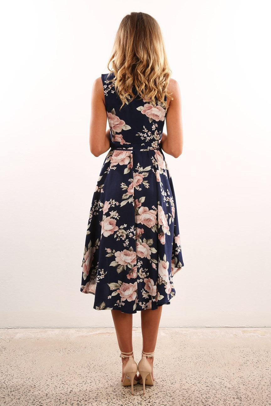 flowersverse Women'S V-Neck A-Line Skirt Dress