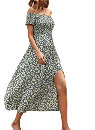 flowersverse Bohemian Floral Print Dress for Women's Casual Fashion