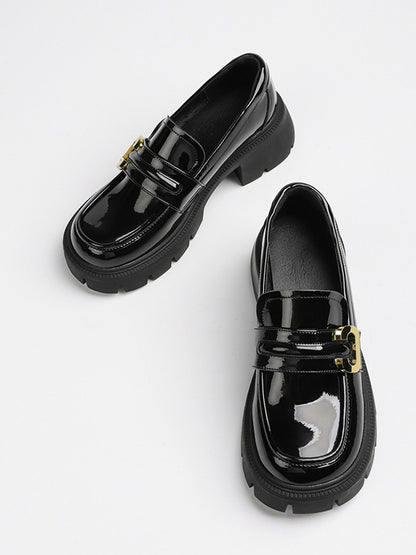 flowersverse Round-Toe Split-Joint Loafers