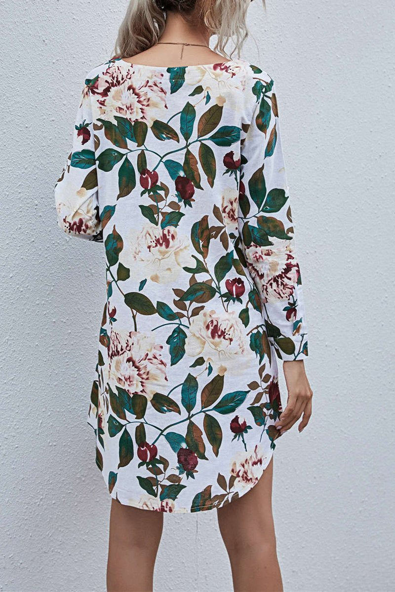 flowersverse Floral Printed Long Sleeve Dress