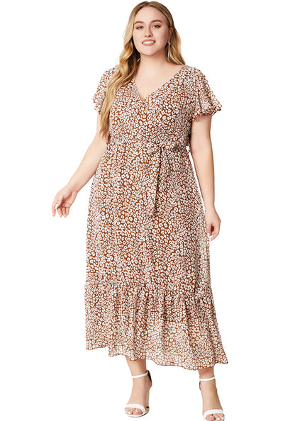 flowersverse Women's Summer Plus Size V-Neck Dress