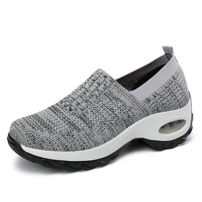 flowersverse New Breathable Slip On Middle-aged Mesh Casual Thick Bottom Heightened Sneakers