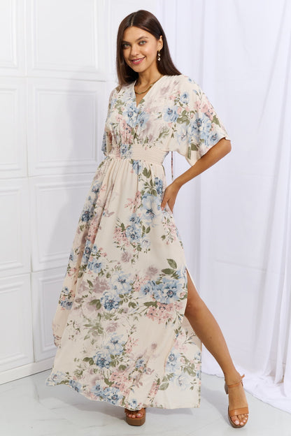 flowersverse OneTheLand's Fine & Elegant Floral Slit Maxi Dress