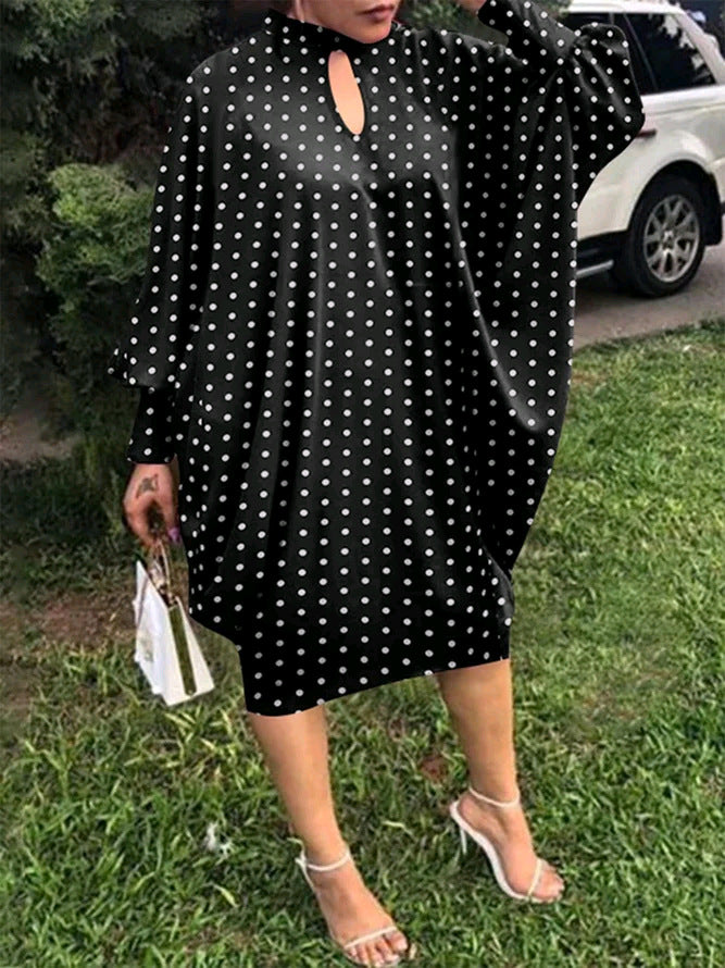 flowersverse Women's Polka Dot Oversized Plus Size Dress