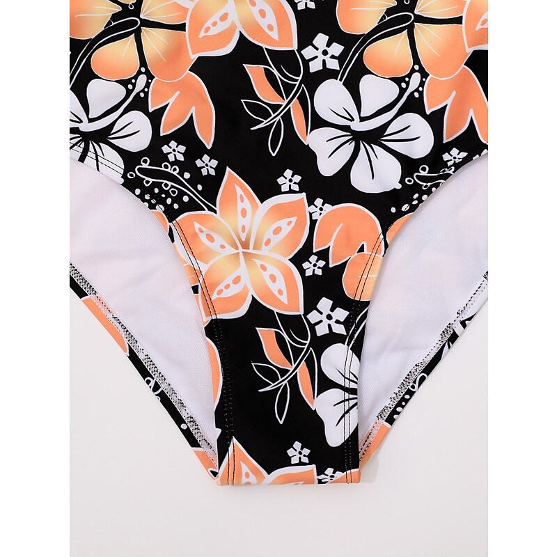 flowersverse Women's Swimwear Bikini Normal Swimsuit 2 Piece Printing Floral Red Blue Orange Bandeau Bathing Suits Sports Summer