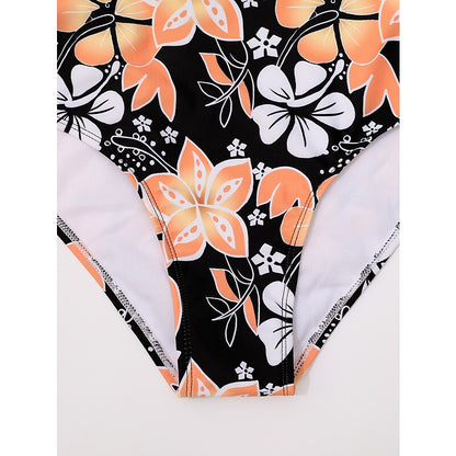 flowersverse Women's Swimwear Bikini Normal Swimsuit 2 Piece Printing Floral Red Blue Orange Bandeau Bathing Suits Sports Summer