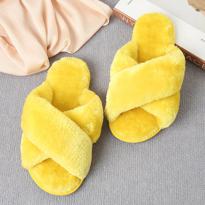 flowersverse Home Sweet Home Faux Fur Slippers