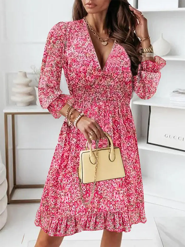 flowersverse Floral V neck Casual Half sleeve Dress