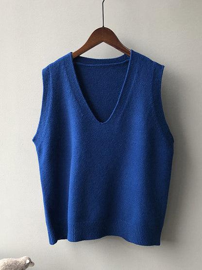 flowersverse Simple 9 Colors V-Neck Loose Sleeveless Vest