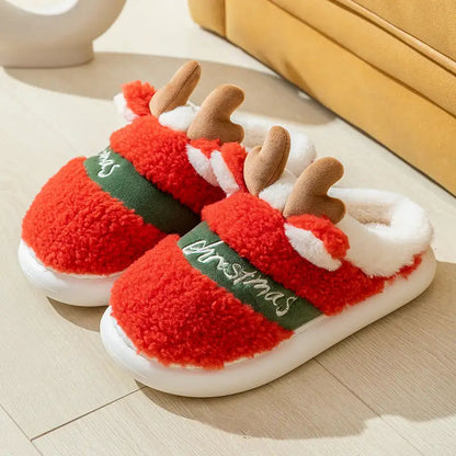 flowersverse Christmas Shoes Winter Home Slippers Elk Soft Cozy Bedroom Slipper Slip On House Shoes