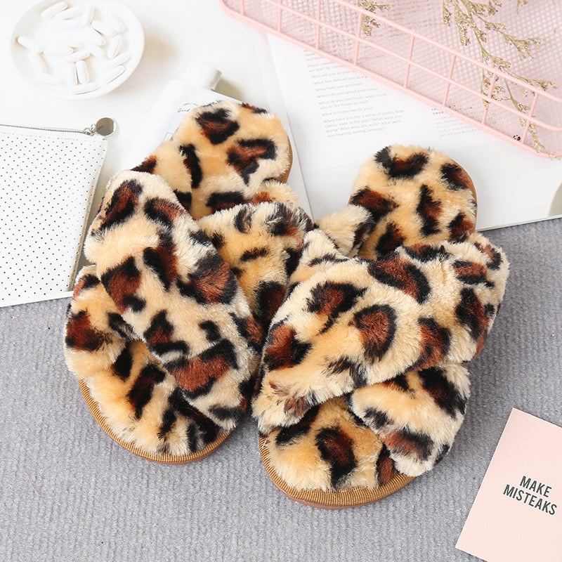 flowersverse Home Sweet Home Faux Fur Slippers