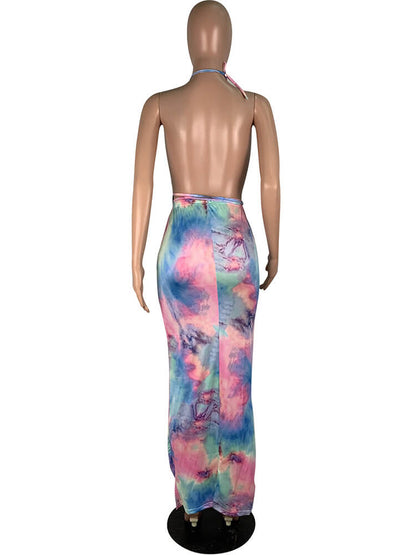 flowersverse Halter Floral Print Summer Beach Maxi Dresses