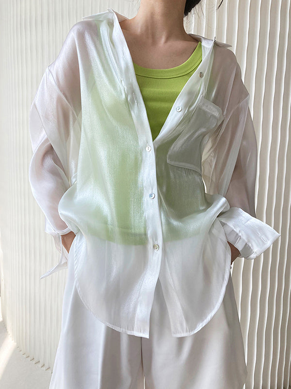 flowersverse Original Simple Casual Solid Color Sun-Protection Blouse