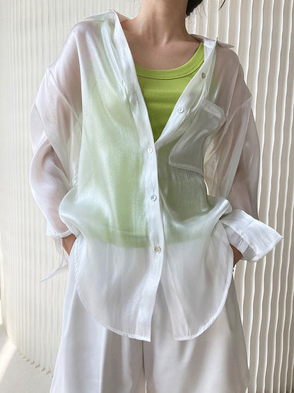 flowersverse Original Simple Casual Solid Color Sun-Protection Blouse