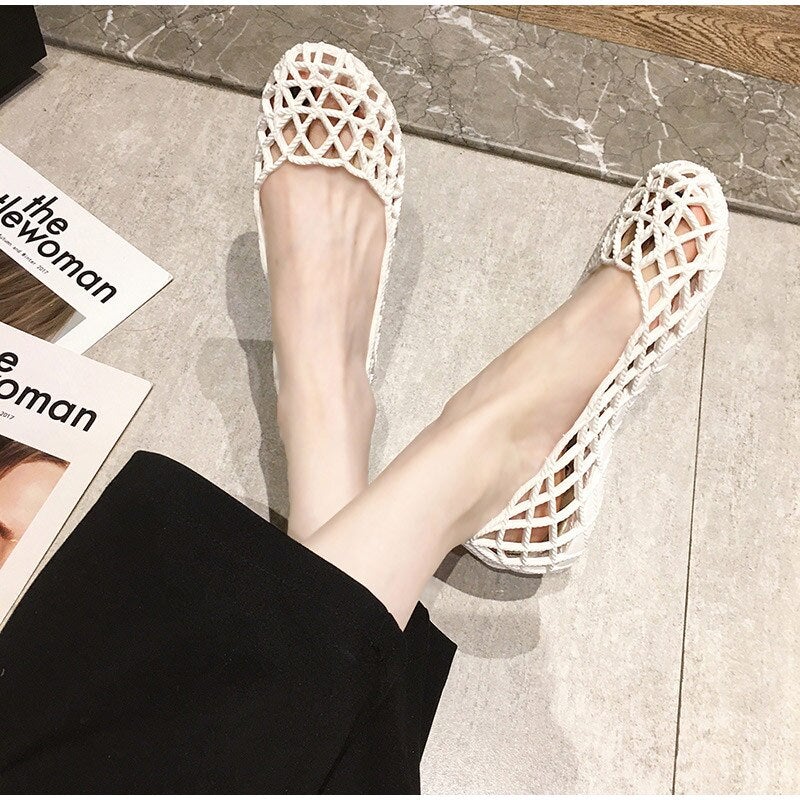 flowersverse Women Hollow Summer Sandals Ladies Cool Breathable Flats Shoes Female Slip On Elegants Light Comfortable Shoes Shoe