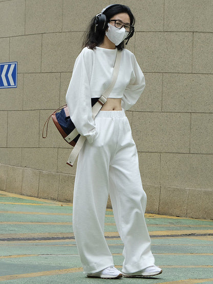 flowersverse Casual Wide Leg Loose Solid Color Pants