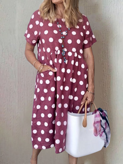 flowersverse Women Polka Dots Pockets Casual Summer Women Dress