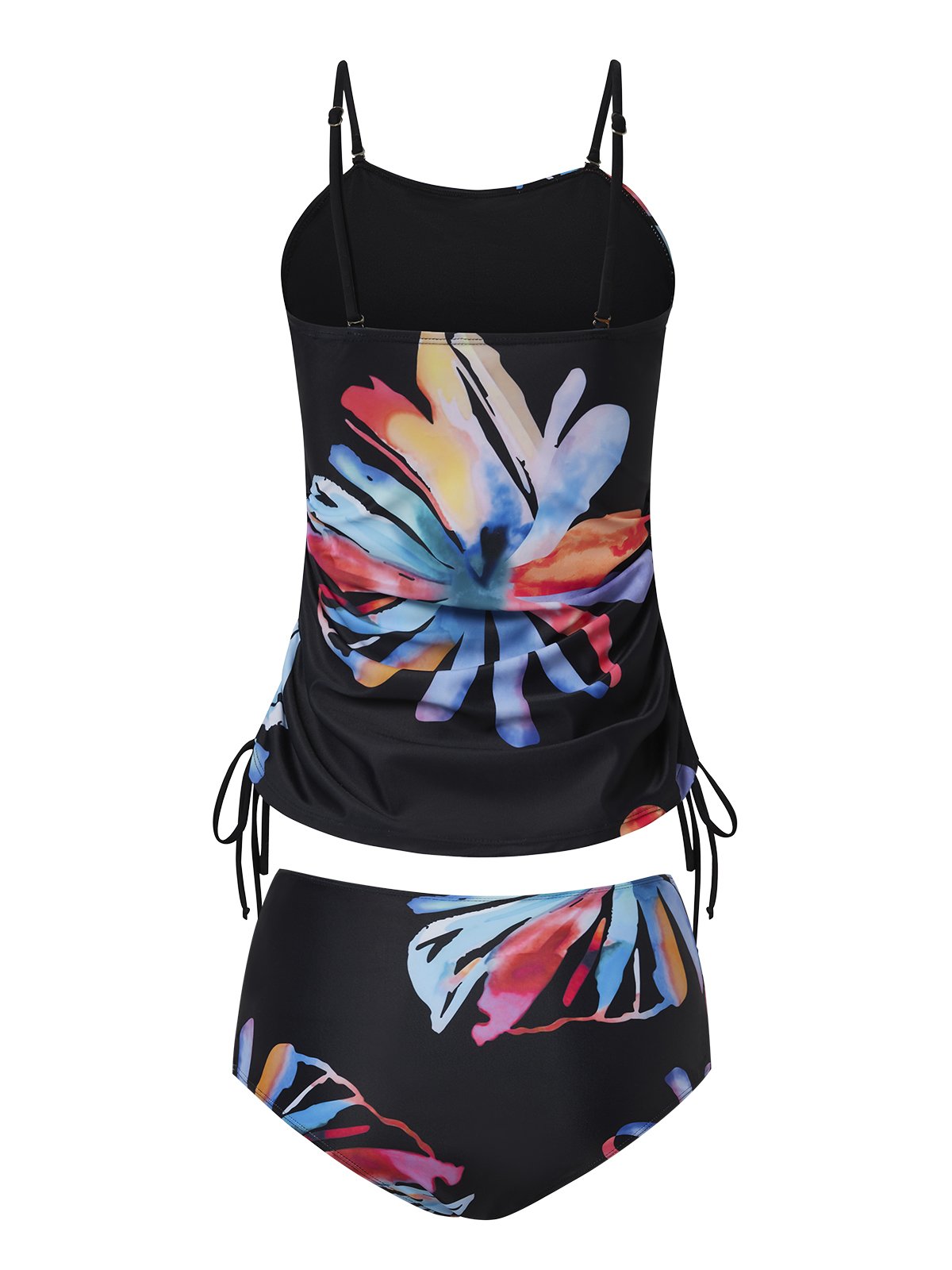 flowersverse Vacation Floral Printing Scoop Neck Tankinis Two-Piece Set