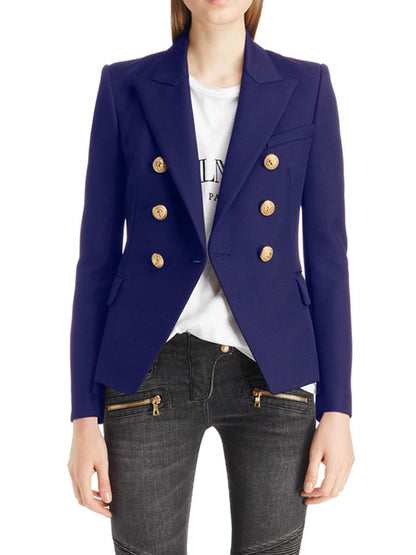 flowersverse Buttoned Long Sleeves Notched Collar Outerwear Blazer