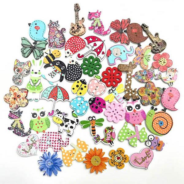 flowersverse Colorful Cartoon Animal Pattern Buttons