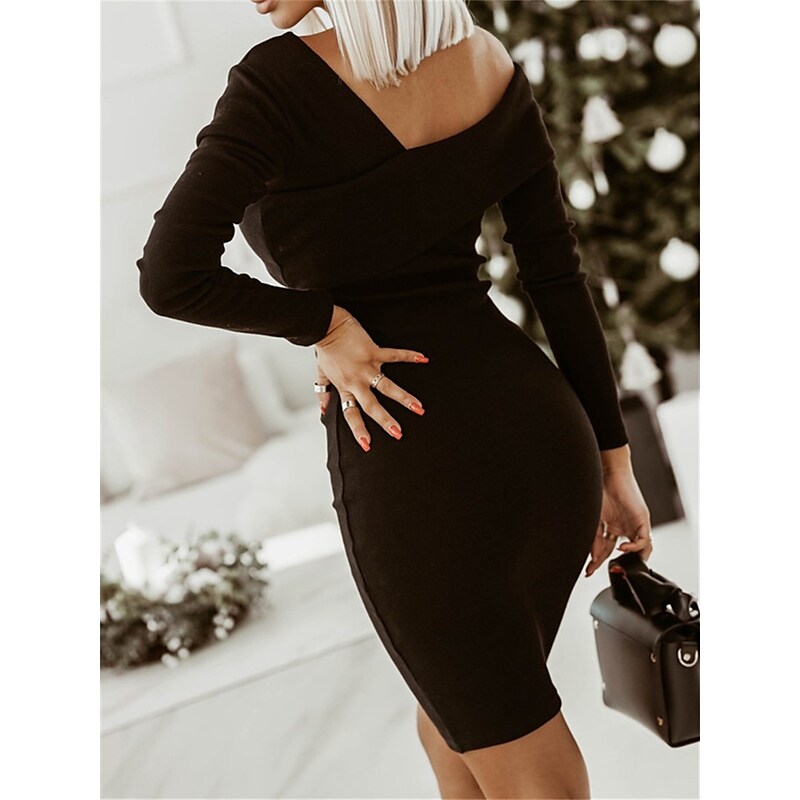 flowersverse Women's Semi Formal Dress Party Dress Bodycon Special Occasion Evening Party Mini Dress Fashion Party One Shoulder Long Sleeve Ruched  Slim Black Red Pure Color S M L XL