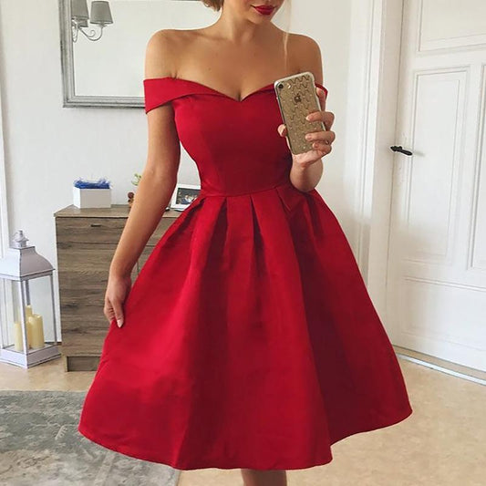 flowersverse Strapless off the shoulder dress Women short sleeve A-line pleated dresses Summer elegant ladies party dress sexy vestidos mujer