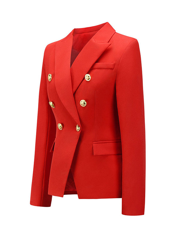 flowersverse Buttoned Long Sleeves Notched Collar Outerwear Blazer