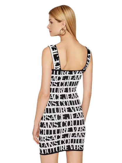 flowersverse Black And White Letter Suspenders Bodycon Short Bandage Dress Fashion Dress