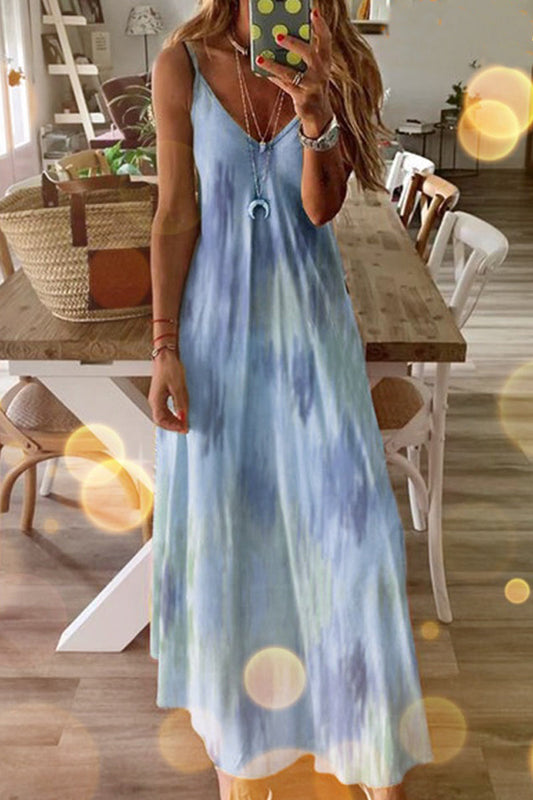 flowersverse Halter Tie Dye Plus Size Maxi Dress