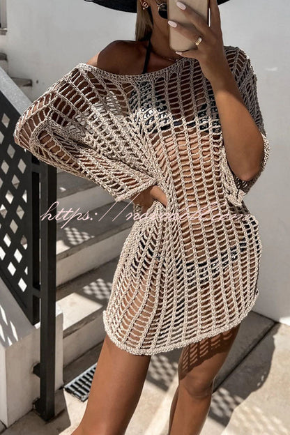 flowersverse Day on The Beach Knit Cover-up Dress