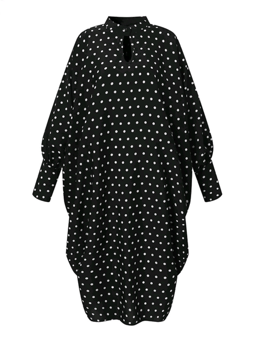 flowersverse Women's Polka Dot Oversized Plus Size Dress