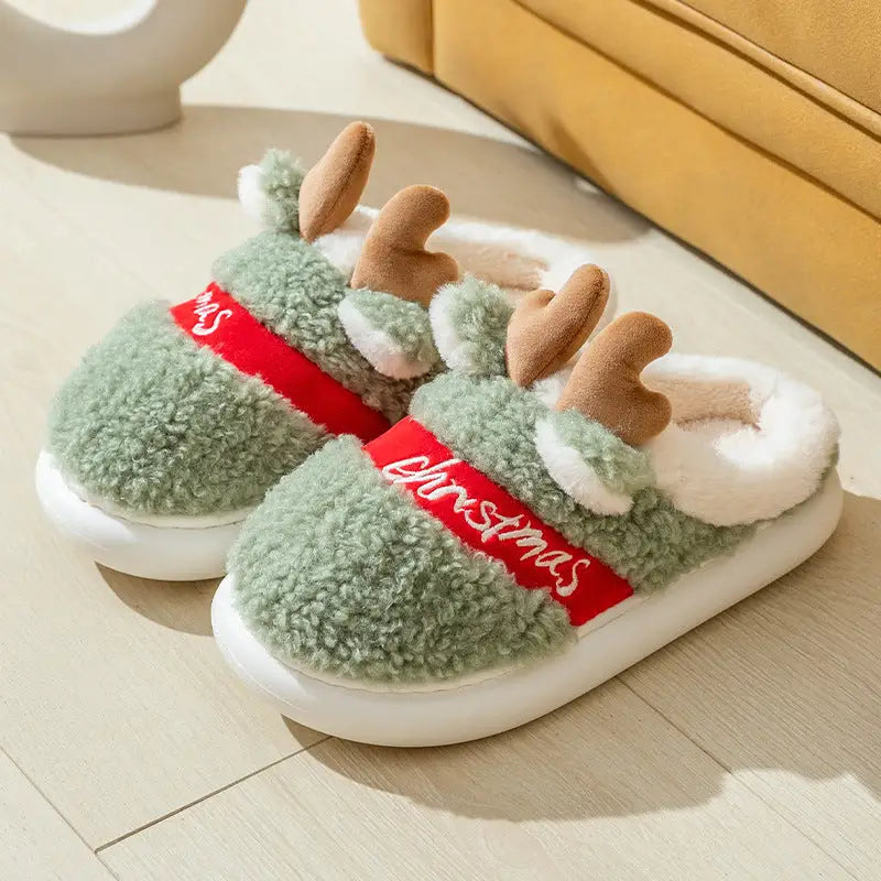 flowersverse Christmas Shoes Winter Home Slippers Elk Soft Cozy Bedroom Slipper Slip On House Shoes