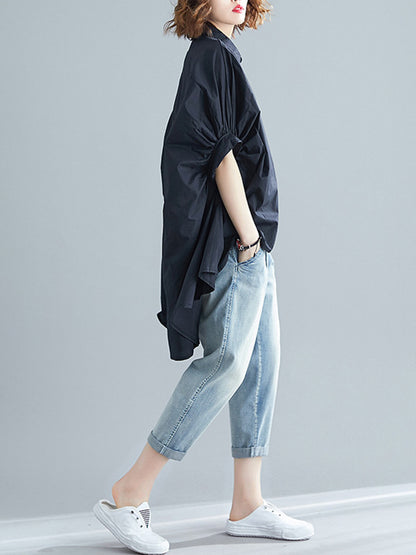 flowersverse Irregular High-Low Oversize Batwing Sleeve Shirt