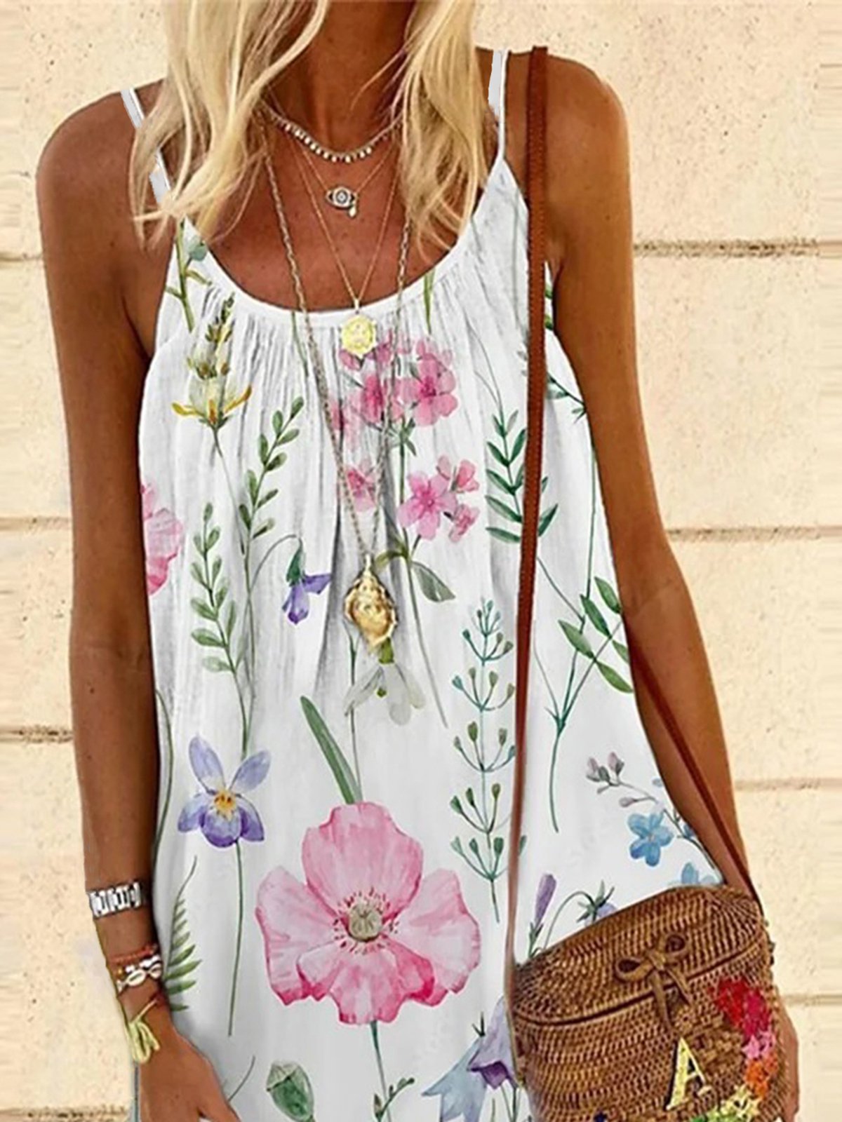 flowersverse Floral Casual Vacation Spaghetti A-line Dresses