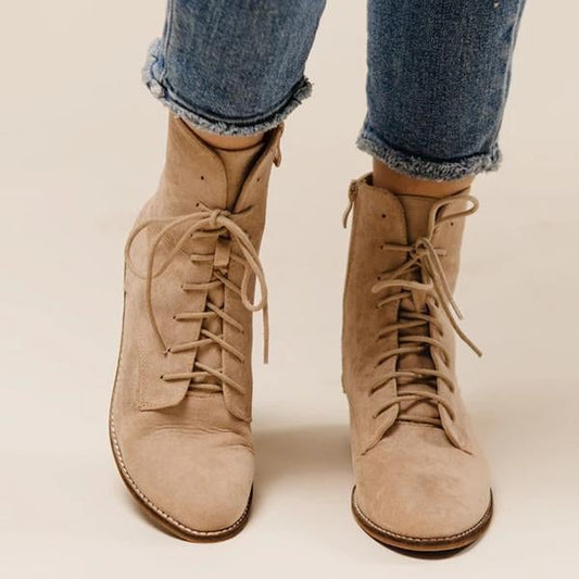 flowersverse Elegant Lace-Up Zipper Boots