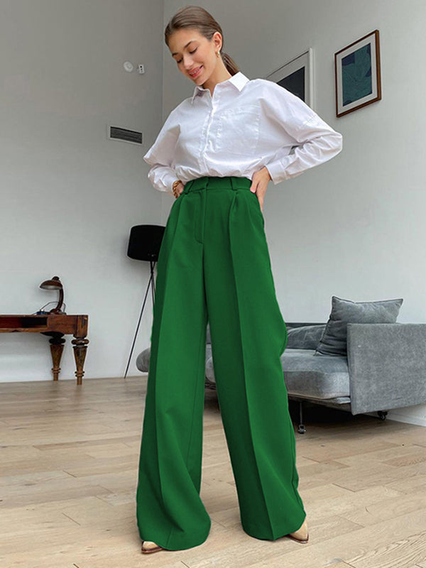 flowersverse Casual Simple Solid Color Wide Legs Blazer Pants