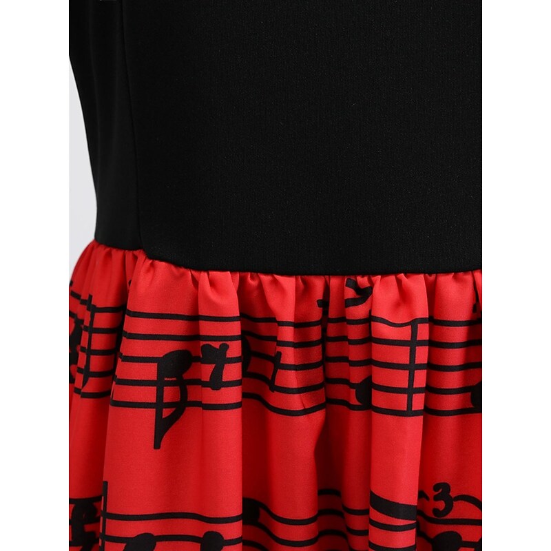 flowersverse Women's Elegant Retro Swing Dress Midi Dress Party Outdoor Patchwork Bow Floral Crew Neck Sleeveless Regular Fit Spring Summer  Red S M L XL