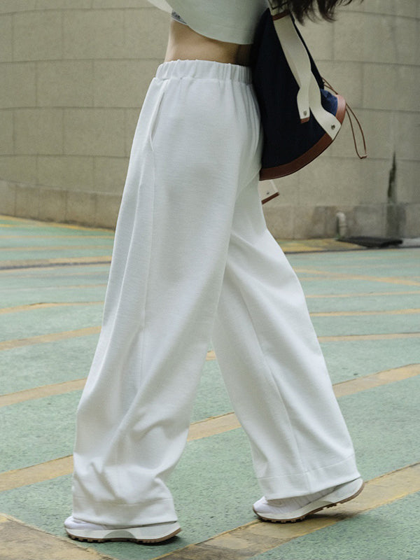 flowersverse Casual Wide Leg Loose Solid Color Pants