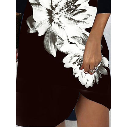 flowersverse Women's Casual Dress Shift Dress Print Dress Floral Cut Out Print Scalloped Neck Mini Dress Active Fashion Outdoor Daily Half Sleeve Regular Fit Black Spring Summer S M L XL XXL