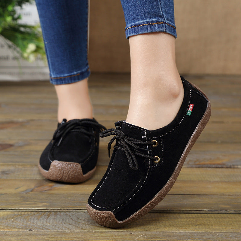 flowersverse Lace-up Flat Shoes Sneakers Women Frosted Shoes