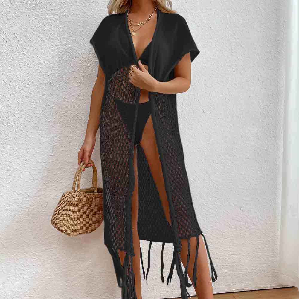 flowersverse Sleeveless Mesh Hollow Out Cover Ups