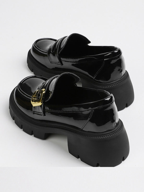 flowersverse Round-Toe Split-Joint Loafers