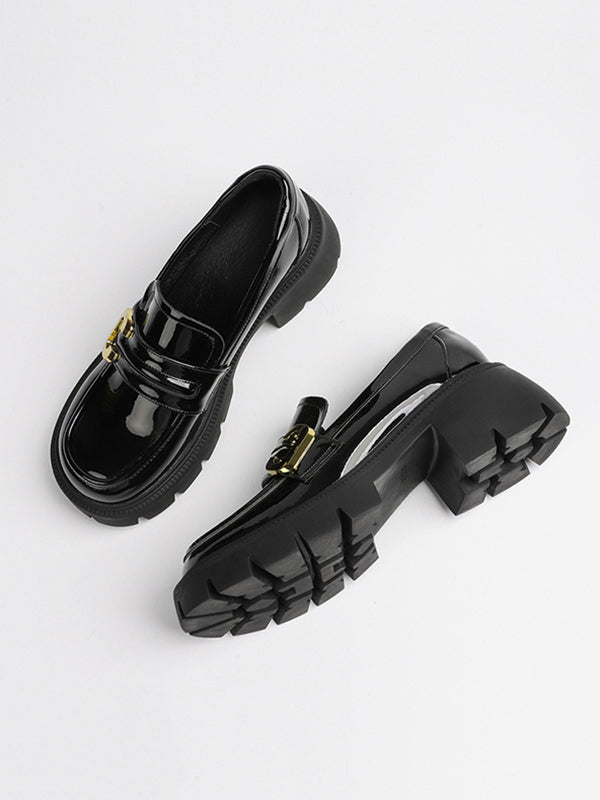 flowersverse Round-Toe Split-Joint Loafers