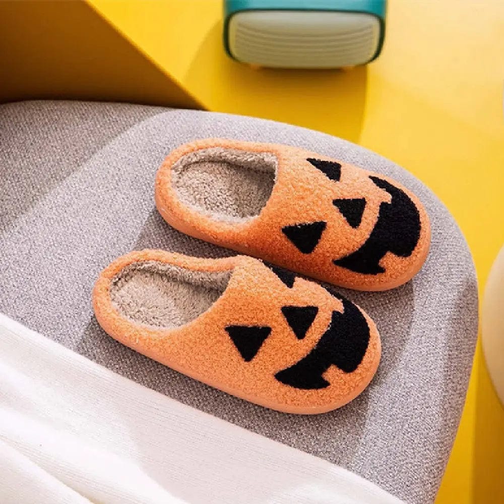 flowersverse Halloween Pumpkin Grimace Cotton Slippers